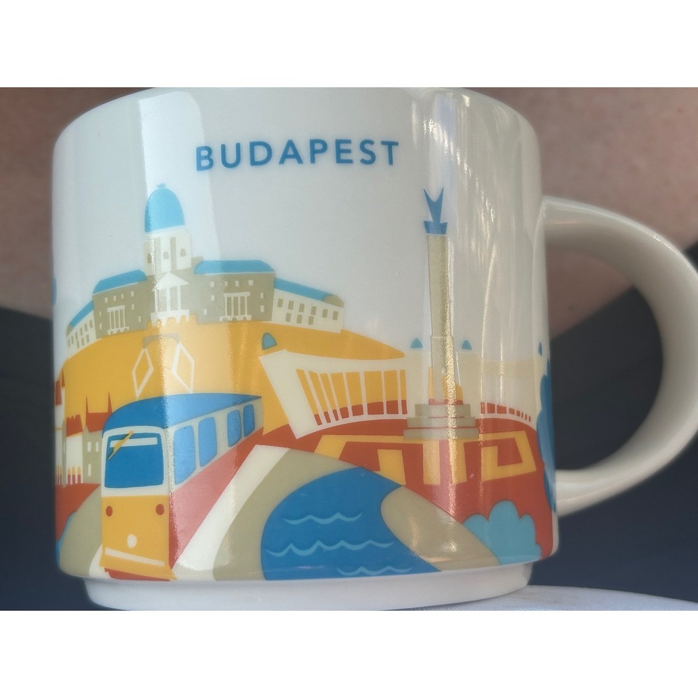 Starbucks You Are Here Budapest Coffee Mug 14oz Yellow Interior 2018 Hungary - Picture 7 of 8